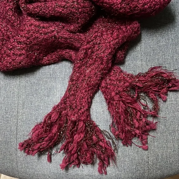 Anthropologie TinselKnit Scarf- Wine Merry Red - Picture 7 of 10
